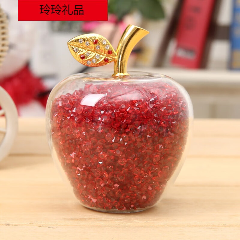 水晶苹果平安果时尚浪漫圣诞节礼品摆件平安夜礼物送女友男友 红色