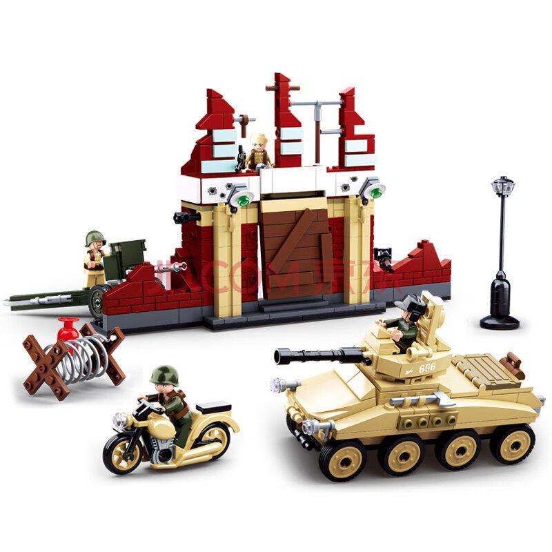 二战飞机坦克战车男孩积具拼装军事履带装甲车模型 斯大林格勒保卫战