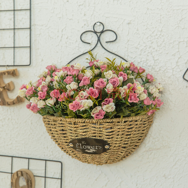 2019年上新客厅挂墙花篮仿真花艺套装假花卉挂饰吊篮室内摆设墙面装饰