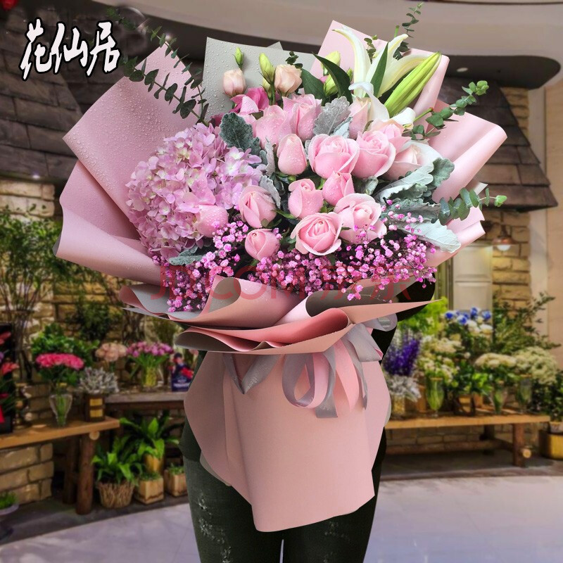 鲜花速递11朵19朵33朵红玫瑰香槟真花混搭情人节生日礼物北京上海广州