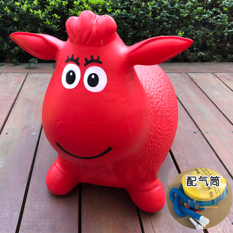 充气橡胶跳跳牛跳跳羊打气筒户外坐骑动物玩具早教幼儿园 红色绵羊