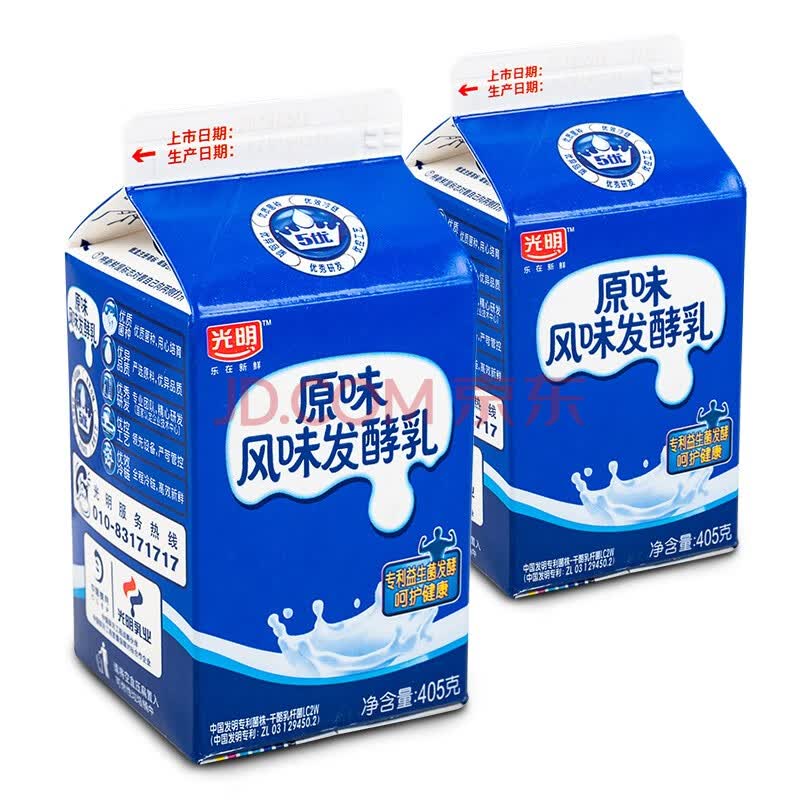 光明原味酸奶益生菌风味发酵乳190g/490g/980g*2盒/4盒/8盒原味酸奶