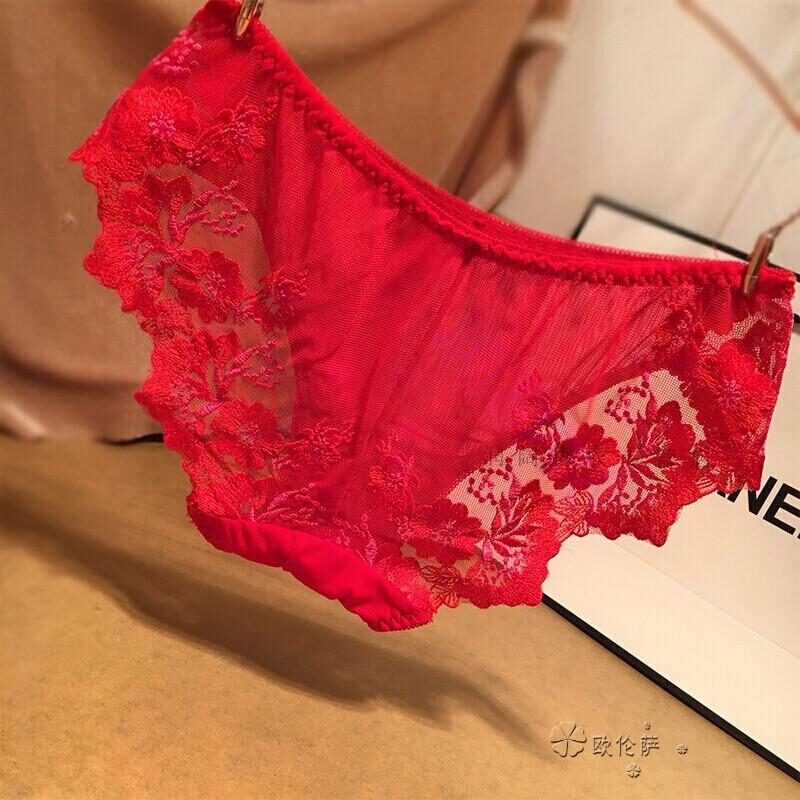 性感蕾丝诱惑网纱女士q 大红色(少妇内裤蕾丝性感) 均码(少妇内裤蕾丝