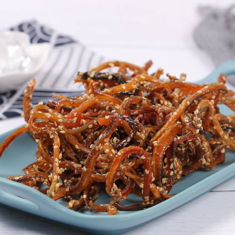 500g香辣鳗鱼丝芝麻蜜汁鳗鱼干麻辣海鲜零食即食小鱼干鱼干片 原味250