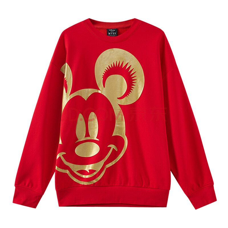 米奇联名卫衣男新款春季烫金上衣 深红 180/xl