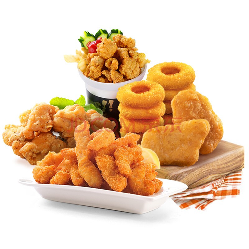 圣农油炸鸡米花盐酥鸡鸡块香虾鸡柳洋葱圈油炸小吃套餐5袋