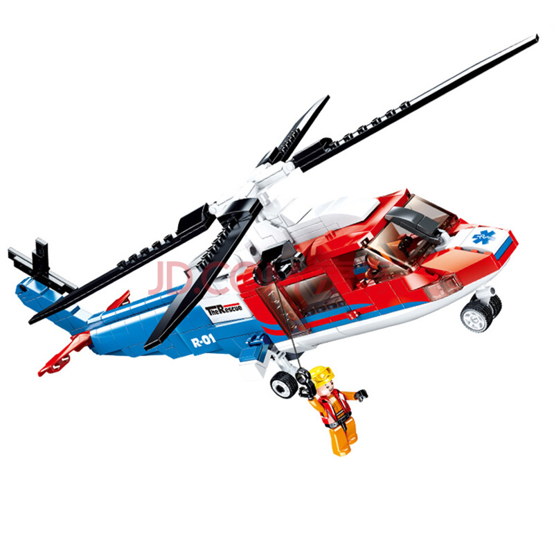 小鲁班积木小颗粒飞机兼容正版乐高直升机拼装积木6-8-12岁礼物玩具