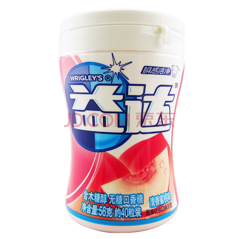 益达 含木糖醇口香糖 56g 瓶装 多种口味可选 休闲零食 (清香蜜桃味)