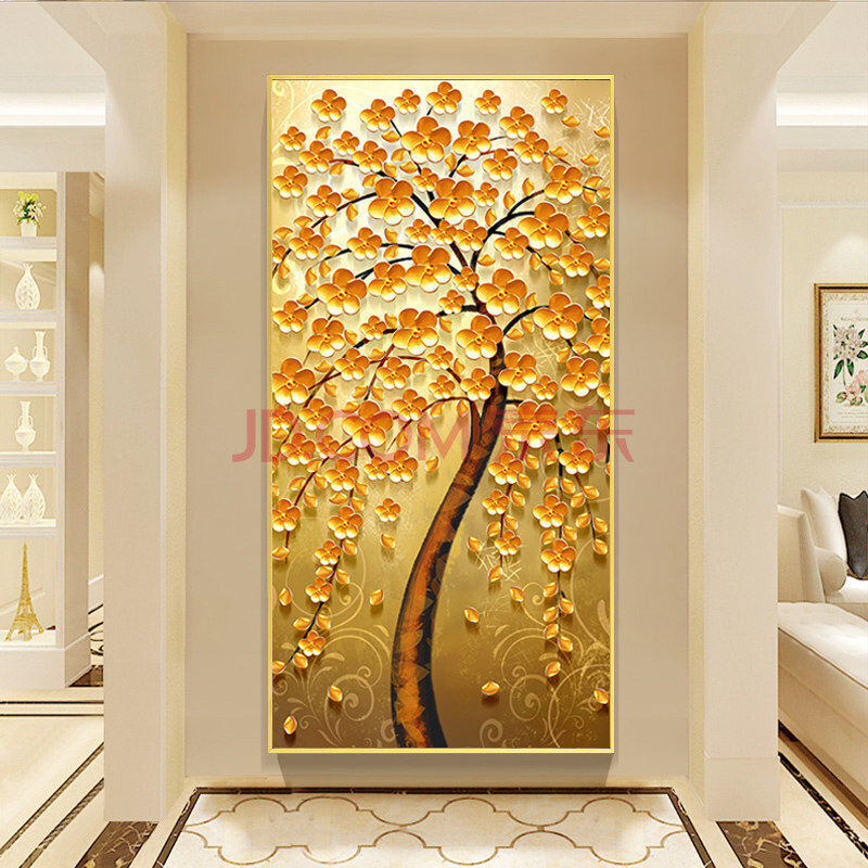 客厅装饰画发财树挂画入门玄关北式走廊墙画过道壁画现代简约 发财树a