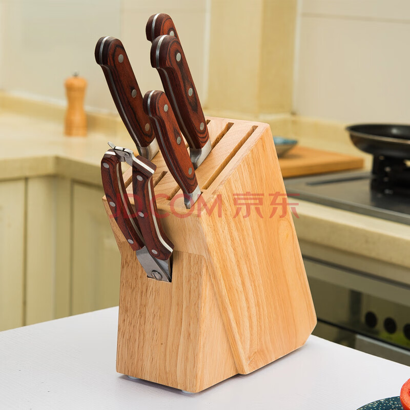 刀架刀座刀实木厨房多功能 储物架橡木菜刀架子家用大槽收纳刀架 大槽