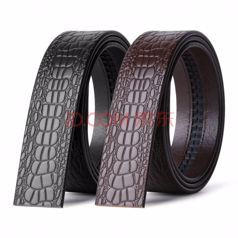 

men's crocodile pattern leather top layer cowhide genuine leather buckleless belt body with automatic buckle waist belt width 3.4 black 3.4cm 105