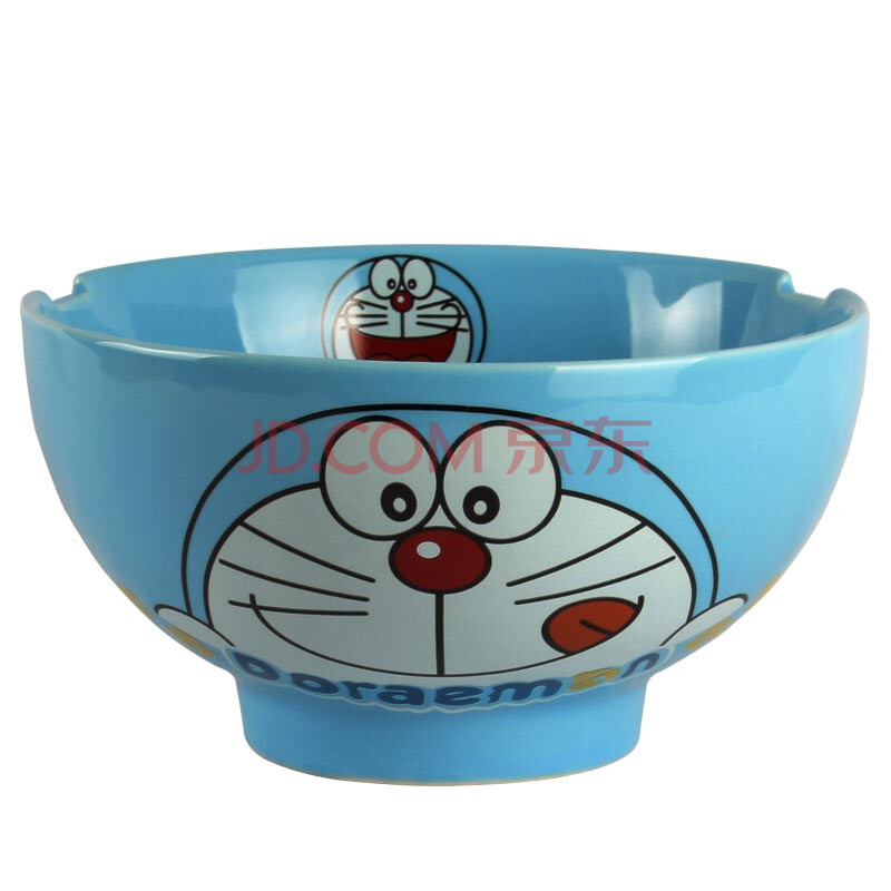lichen 景德镇陶瓷餐具 卡通碗儿童饭碗 面碗 大号叮当猫蓝色