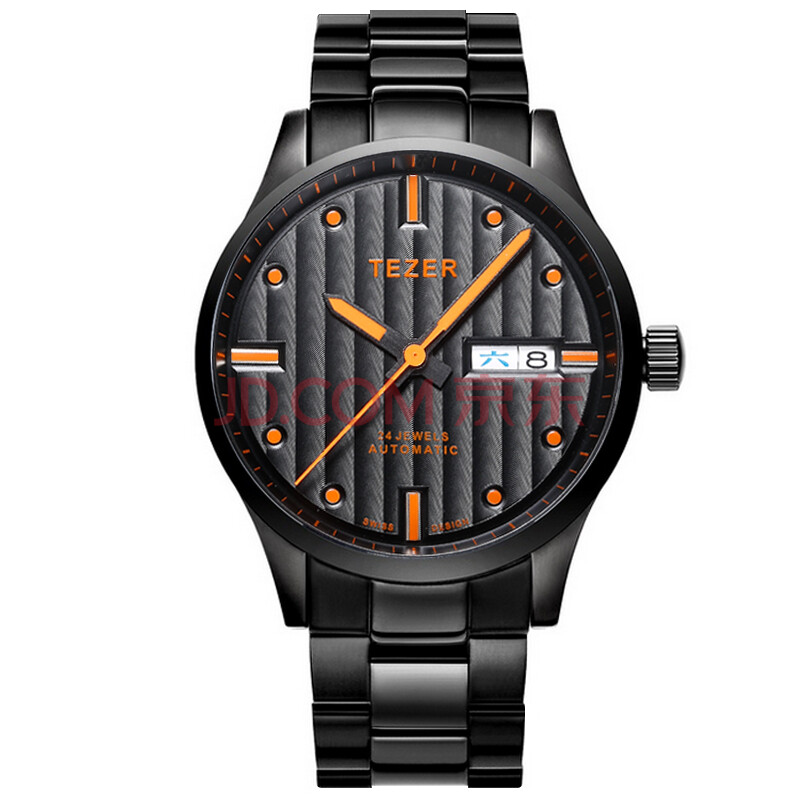 天时(tezer)手表自动机械表防磨划人造蓝宝石镜面50米深度防水男表t