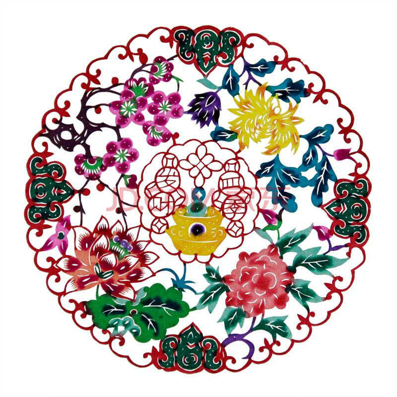 剪纸 剪纸画轴 剪纸装饰画 剪纸 中国特色小礼品 外事礼品 四季发财