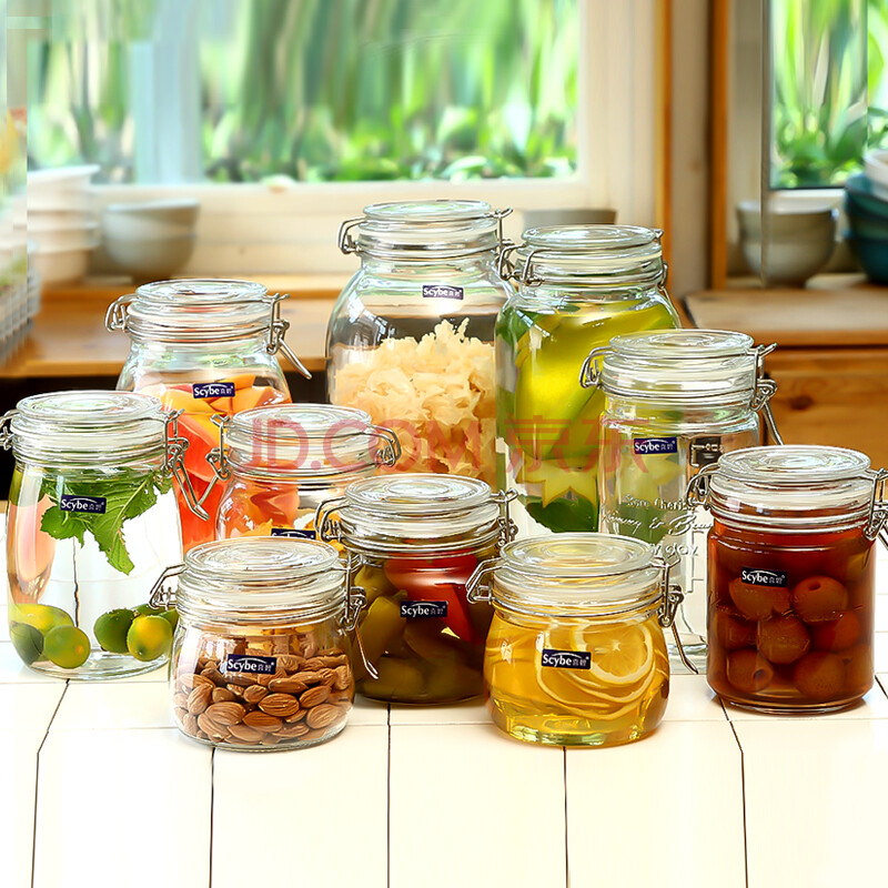喜碧(scybe) 玻璃瓶透明3件套组合套装玻璃密封罐储物罐储藏瓶奶粉瓶