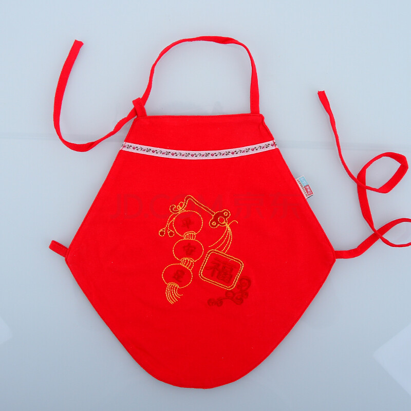 寝居服饰 婴儿内衣 阿点兔 平安是福大红色绣花婴幼儿宝宝纯棉肚兜