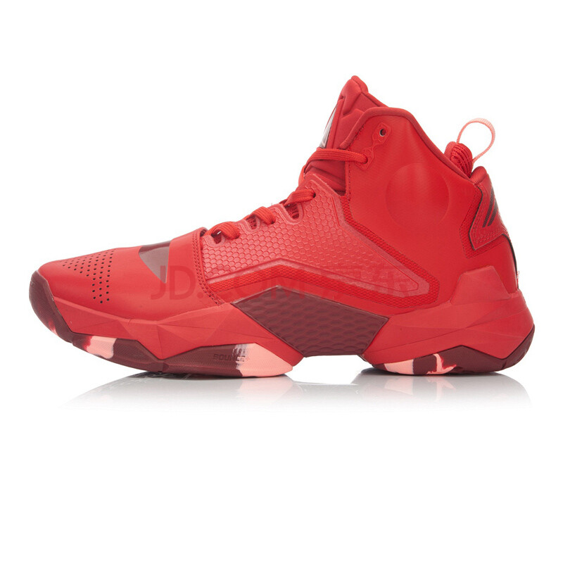 李宁男鞋篮球鞋2015冬季新款空袭2高帮运动鞋 -7茄汁红/荧光桃红 43