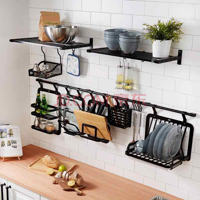 厨房挂件置物架厨房挂架黑色调味料壁挂锅盖置物架欧式刀架厨房 黑⑥
