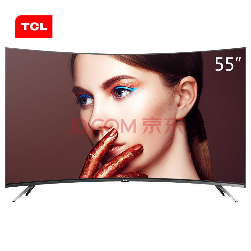 TCL 55V1M 55英寸 HDR纤薄 4K超高清 64位32核 智能曲面电视（枪色）