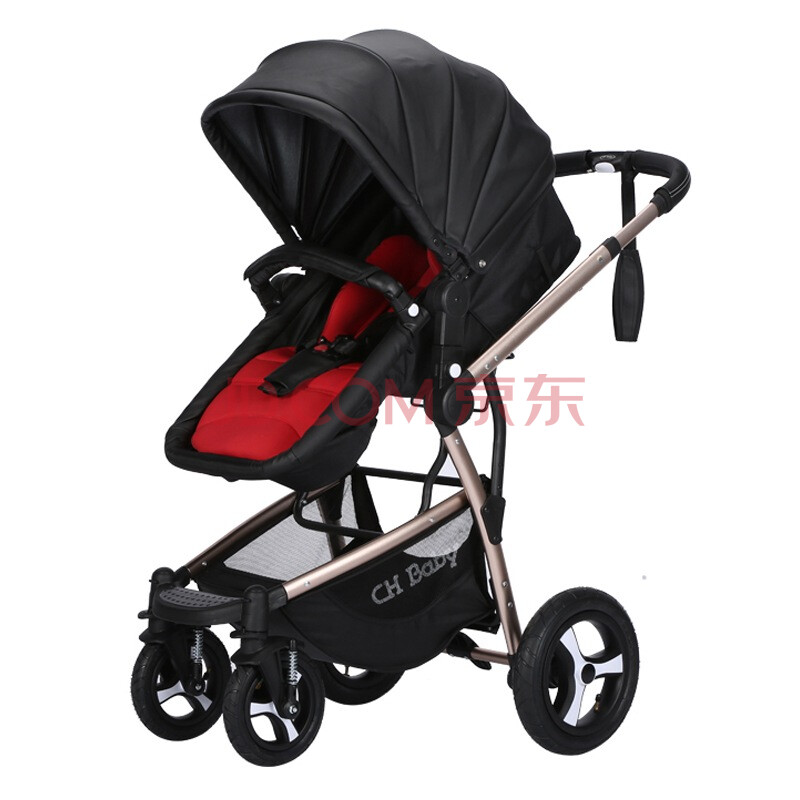 晨辉(chbaby)婴儿推车 高景观双向避震可平躺 婴儿车 a718a 旗舰 黑色