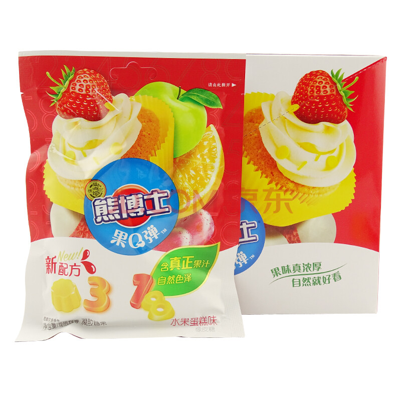 徐福记 熊博士彩豆糖橡皮糖口嚼糖嘟笛糖600g(60g*10包)qq软糖儿童