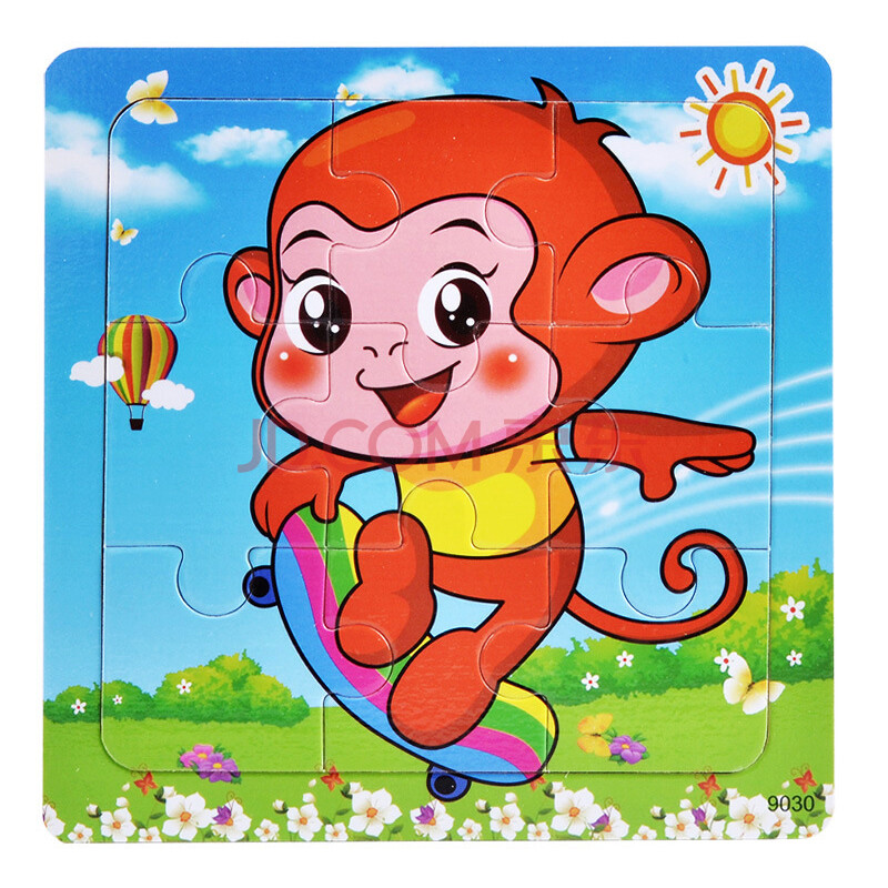 木制拼图积木拼插玩具 带框9片木质拼图卡通动漫早教益智拼插儿童玩具
