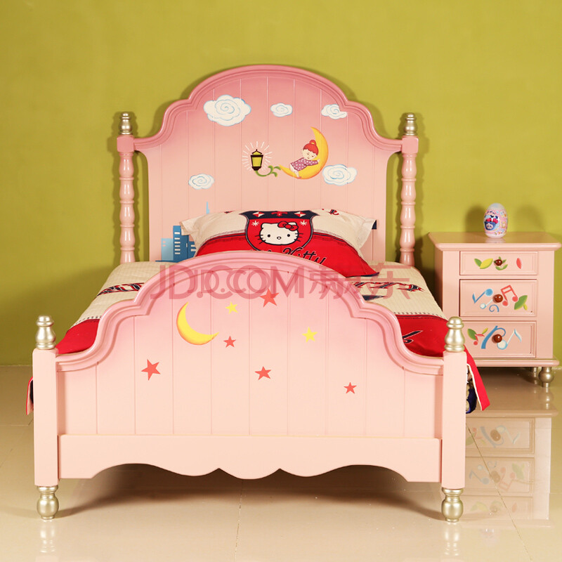 欧卫司儿童床实木男孩蓝色女孩粉色可爱卡通单人床儿童卧室套房彩绘