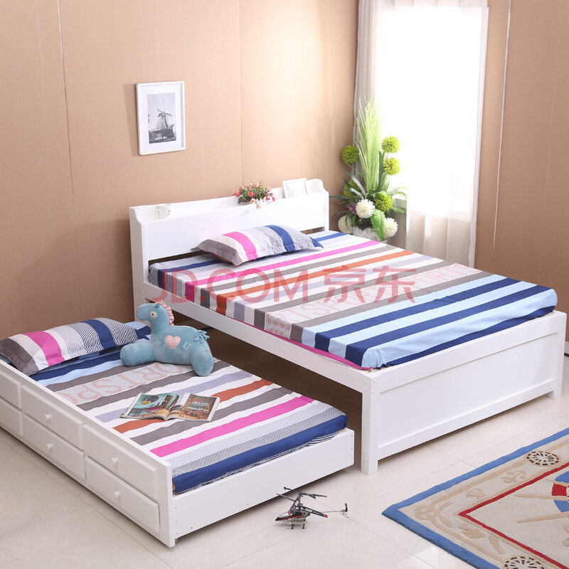 5米儿童床1.2上下铺高低床 双层床 白漆色 床 拖床 1800*2000