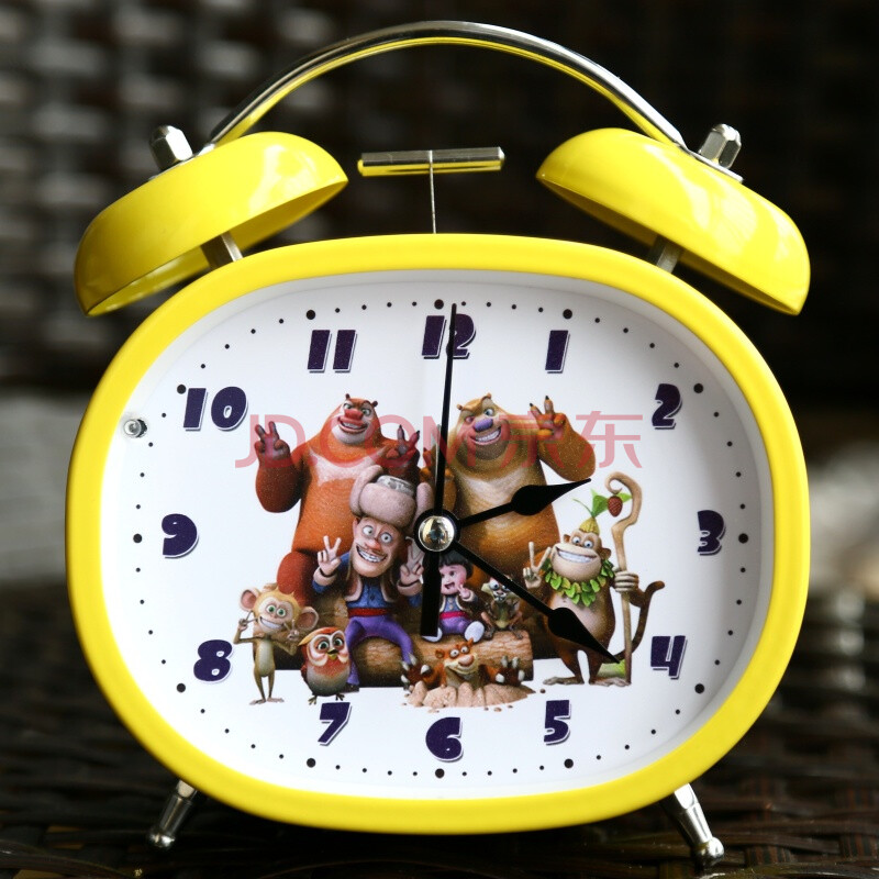 熊出没熊兵雪岭小熊风打铃儿童学生男孩可爱静音动漫闹钟叫醒神器