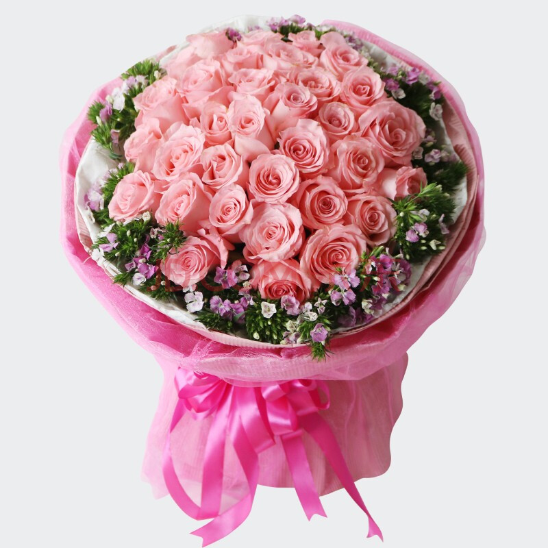 蔷薇恋鲜花速递全国送花33朵戴安娜粉玫瑰花束 表白生日礼物同城花店