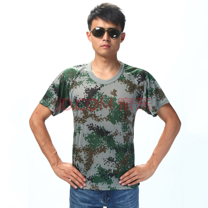 军训迷彩汗衫 迷彩夏令营训练服 07林地数码汗衫t恤 数码绿 180