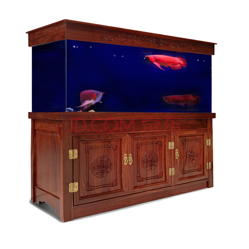 实木中式鱼缸水族箱定制底柜木雕鱼缸 2米双面全套