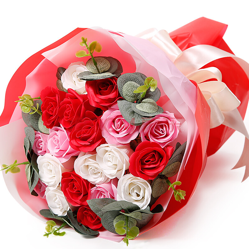爱唯一玫瑰花束 鲜花速递 19朵精油香皂花生日礼物送女友 老婆