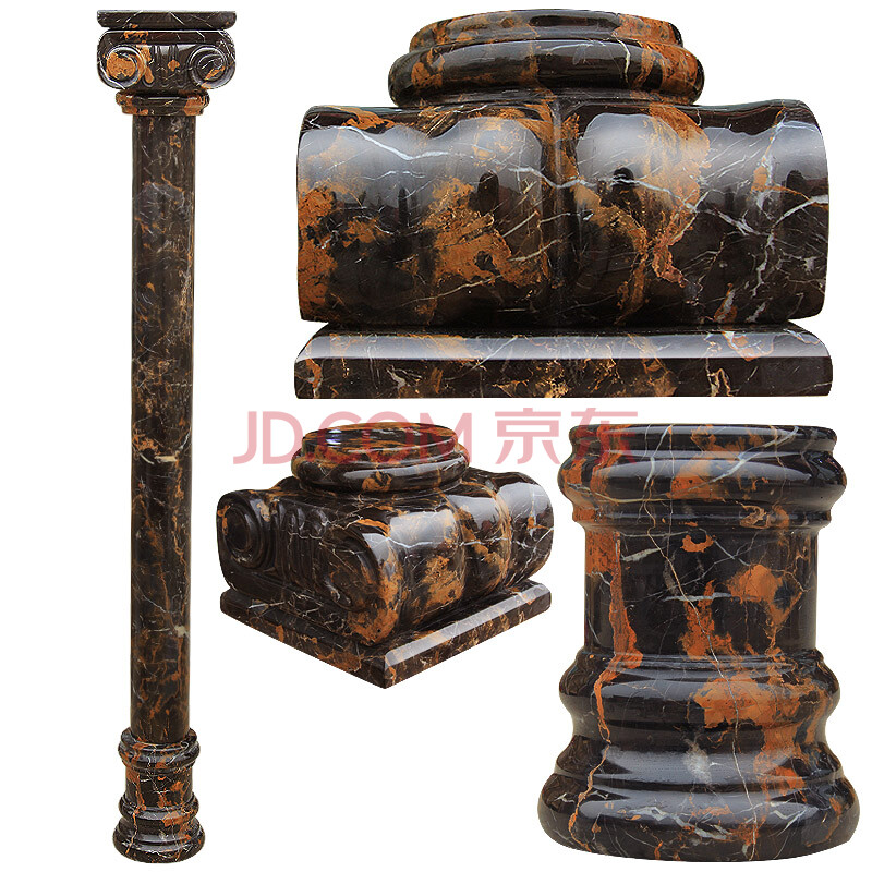 天然大理石 黑金花抛光柱圆柱罗马柱装饰柱 实心别墅装饰石材柱子