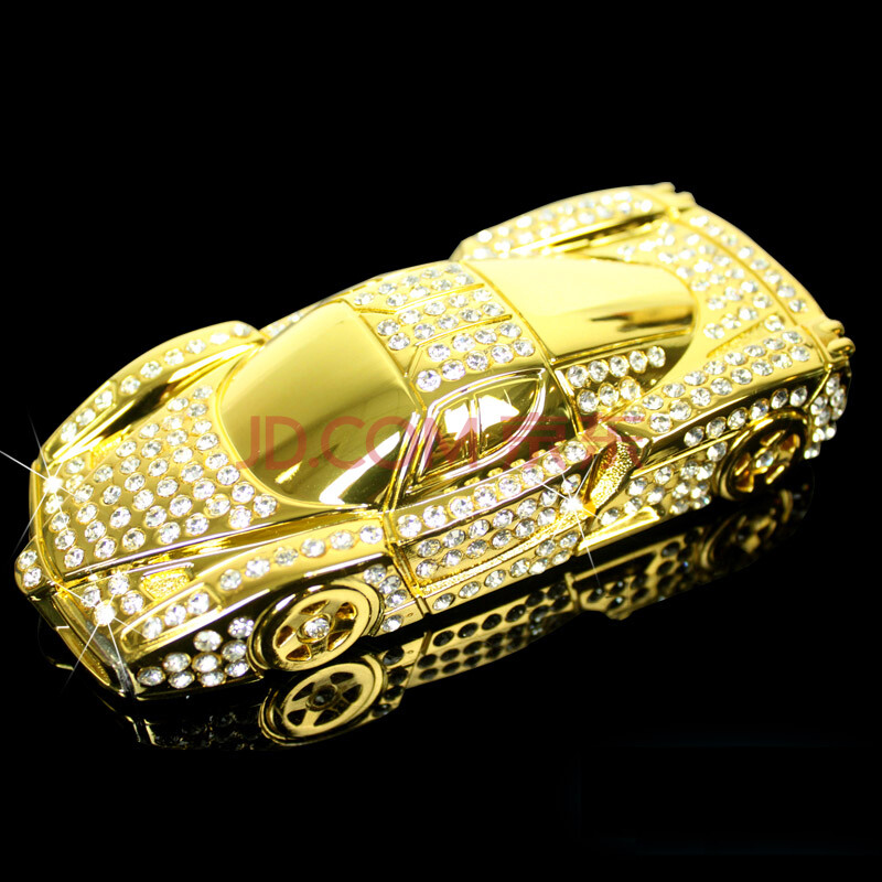 创意汽车摆件车载内饰品 镶钻模型 亮黄金 法拉利款