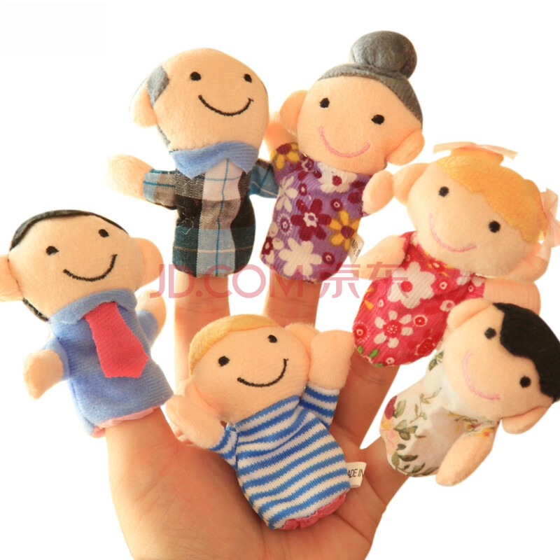 乐哲 幼儿园角色扮演教具可爱迷你小动物手指偶亲亲一家人布手偶早教