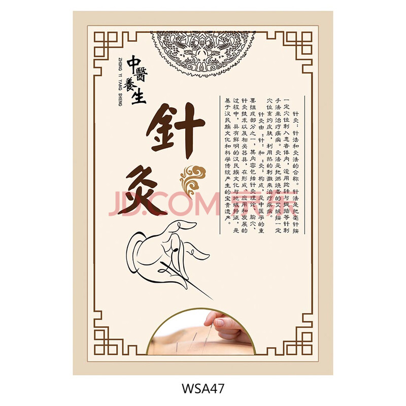 针灸简介挂图 中医养生宣传画 展板wsa47 户内型pp背胶纸 120*80厘米