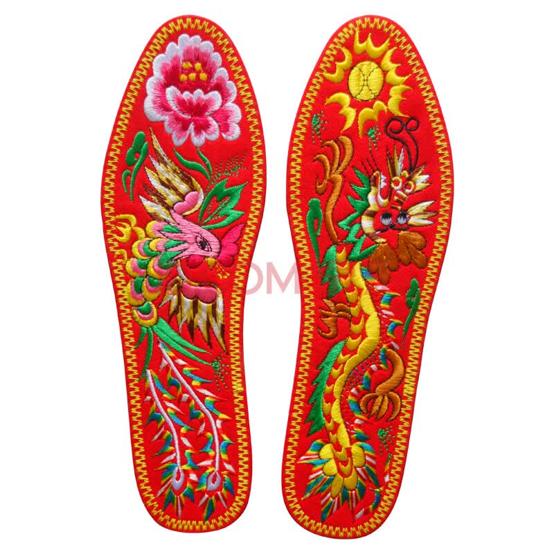 手工粘底纯棉绣花刺绣鞋垫成品鞋垫防汗防臭印绣花结婚庆用品鞋垫 单