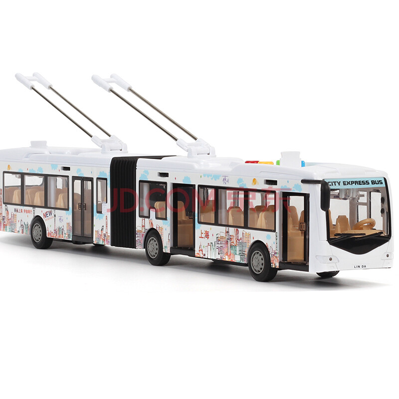 林达(linda)儿童公交车玩具车公共汽车双节巴士玩具汽车模型男孩子