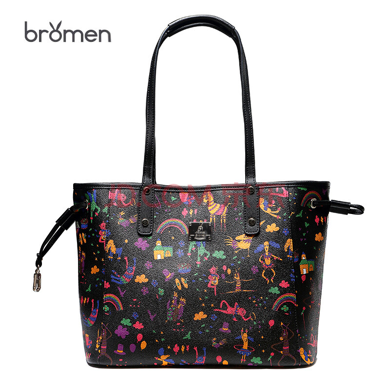 不莱玫 秋冬新品双面托特包子母包时尚手提包单肩包 魔法黑