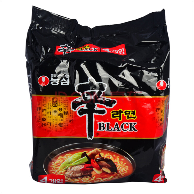 农心韩国进口食品辛拉面黑色(连包)130g袋4