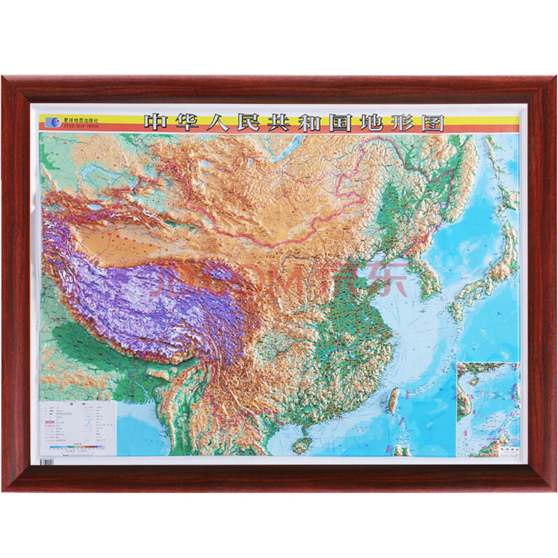 边框】中国地形图 约1.2米*0.9米 立体地图 办公室挂图