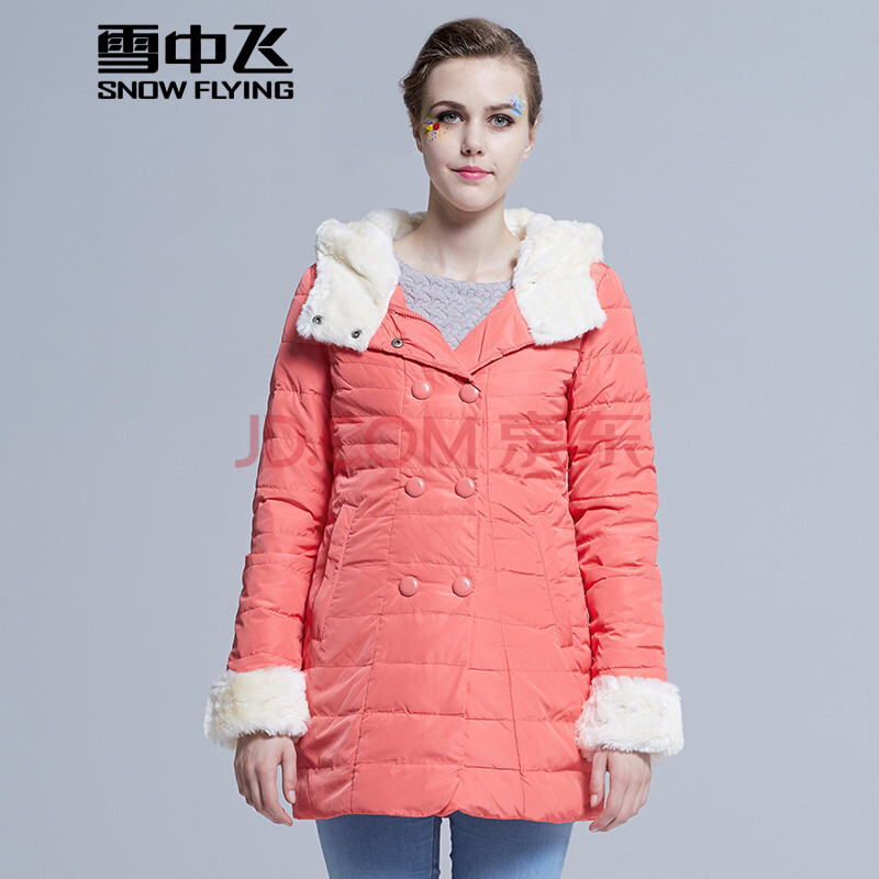 毛双排扣时尚修身保暖中长款纯色女装外套 x1301038 #131186(浅绛红)