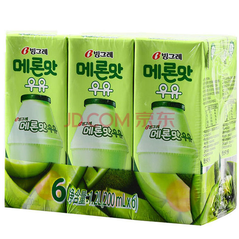 宾格瑞(binggrae)哈密瓜味牛奶饮料200ml*6