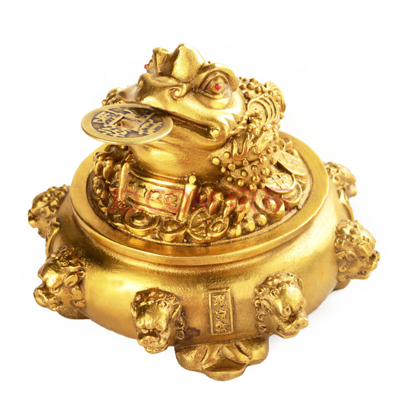 宏图好运 铜聚宝盆三足金蟾蜍五帝铜钱家居工艺品摆件 特小号7096n3
