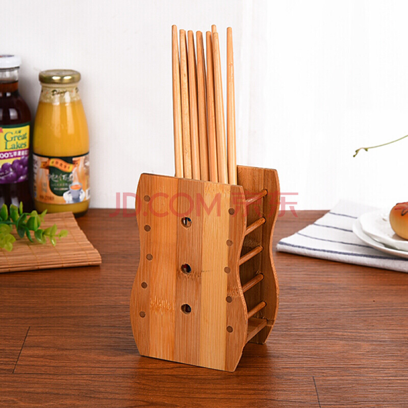 竹木质可挂式筷子笼 厨房沥水筷子筒双格分类餐具笼筷子架筷笼 单格筷