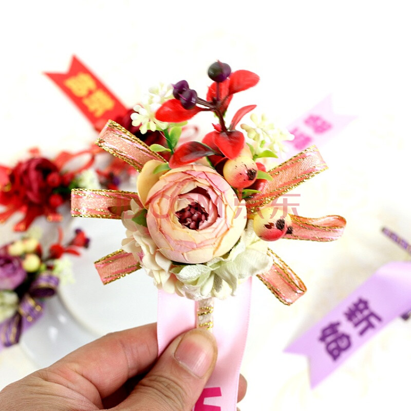 仿真大红胸花商务会议贵宾嘉宾迎宾胸花结婚新人婚礼森系胸花结婚婚庆