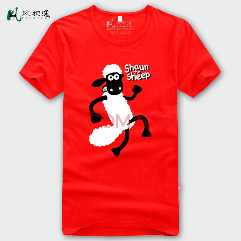 shaun the sheept恤卡通短袖 情侣体恤衫 半袖 有加肥加大码 红色 165