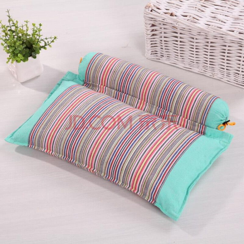 绿豆皮枕头绿豆壳枕芯粗布单人护颈椎花草散装填充枕l11 青色 组合方