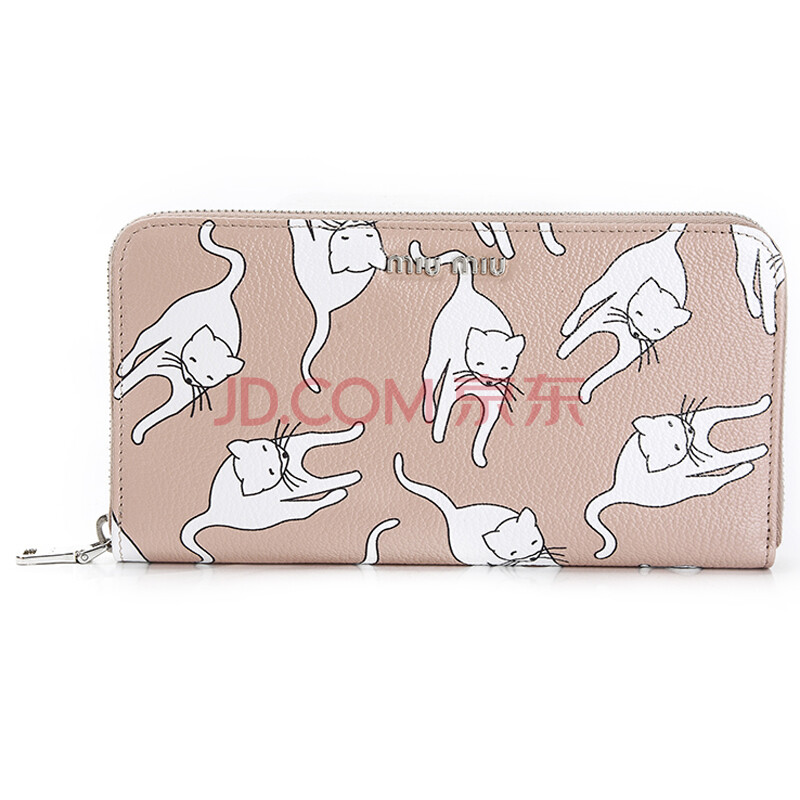 miumiu 缪缪 女士裸粉白色猫图案羊皮钱包手拿包 5ml506 2e5t f0syh